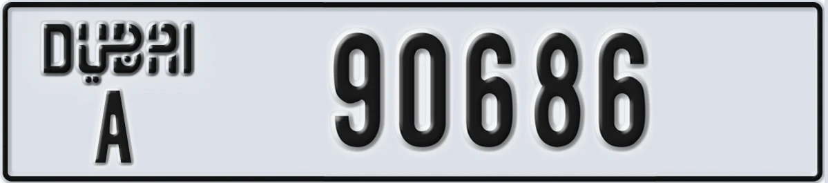 UAE License Plate Dubai A 90686