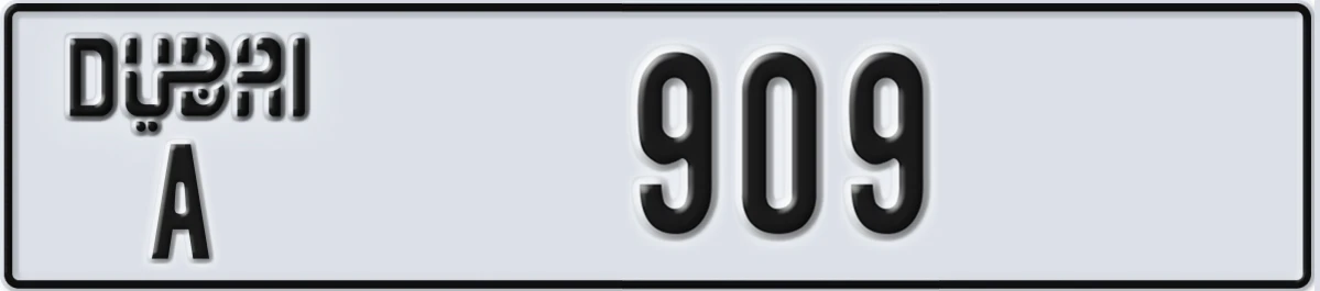 UAE License Plate Dubai A 909