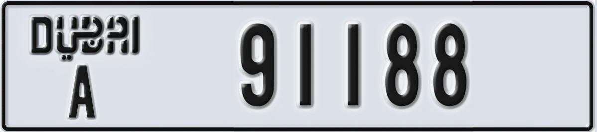 UAE License Plate Dubai A 91188