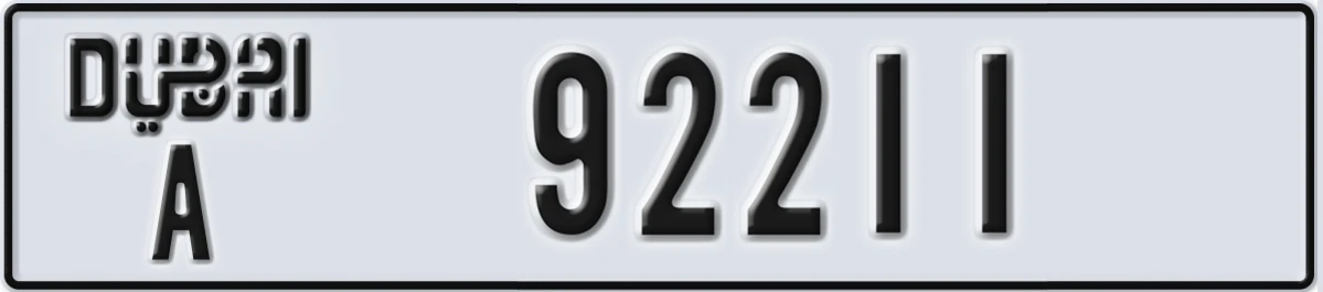 UAE License Plate Dubai A 92211