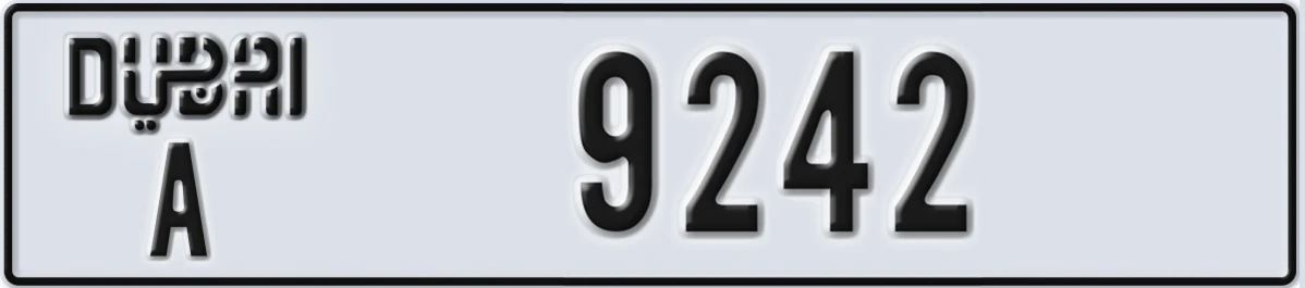 UAE License Plate Dubai A 9242