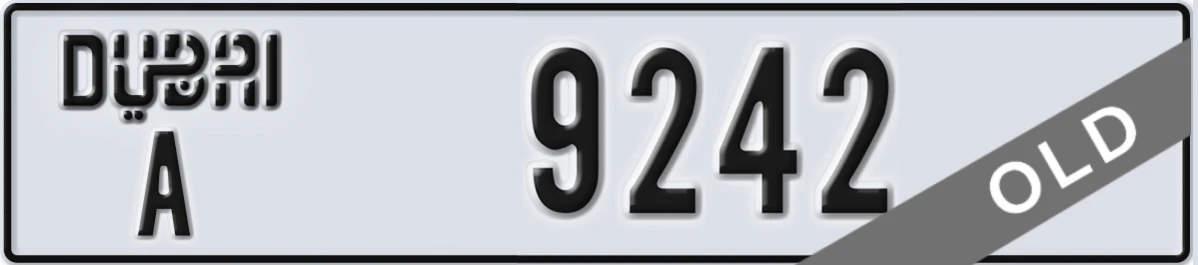 UAE License Plate Dubai A 9242