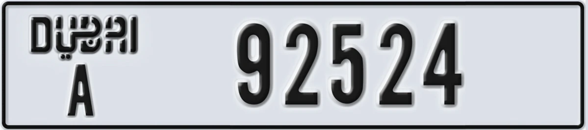 UAE License Plate Dubai A 92524