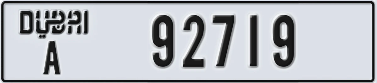 UAE License Plate Dubai A 92719