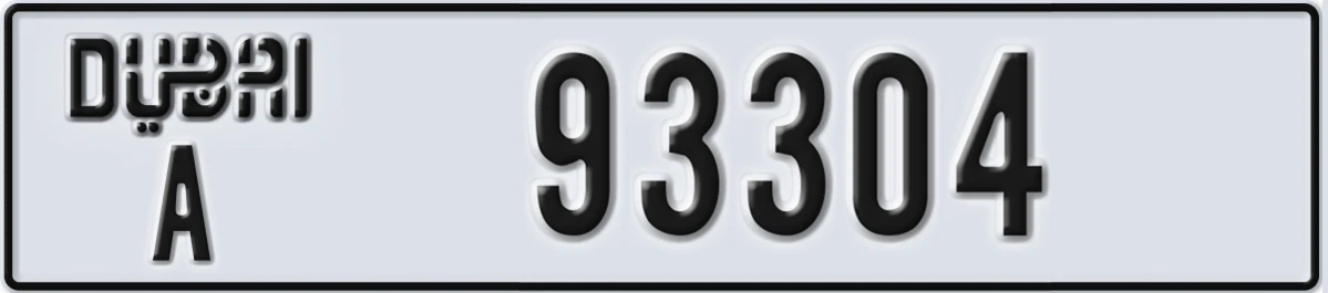 UAE License Plate Dubai A 93304