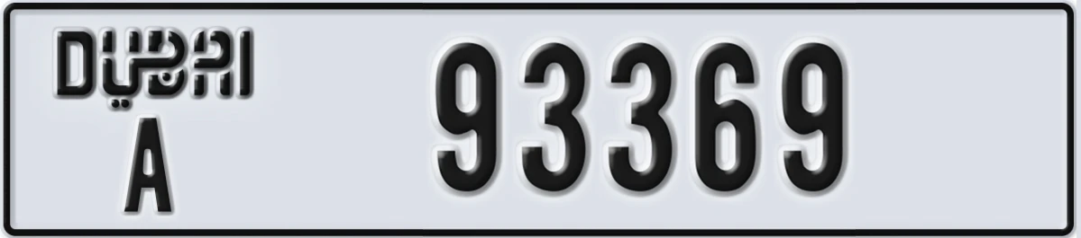 UAE License Plate Dubai A 93369