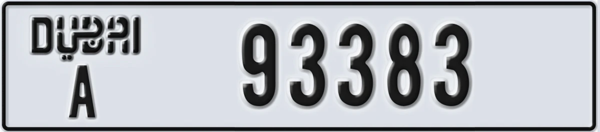 UAE License Plate Dubai A 93383