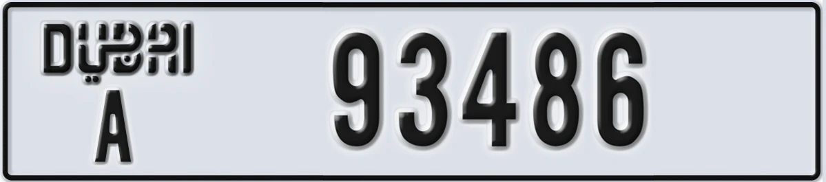 UAE License Plate Dubai A 93486