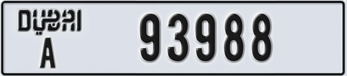 UAE License Plate Dubai A 93988