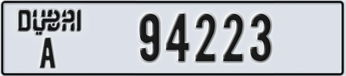 UAE License Plate Dubai A 94223