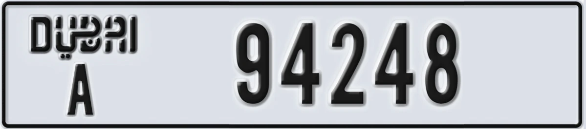 UAE License Plate Dubai A 94248