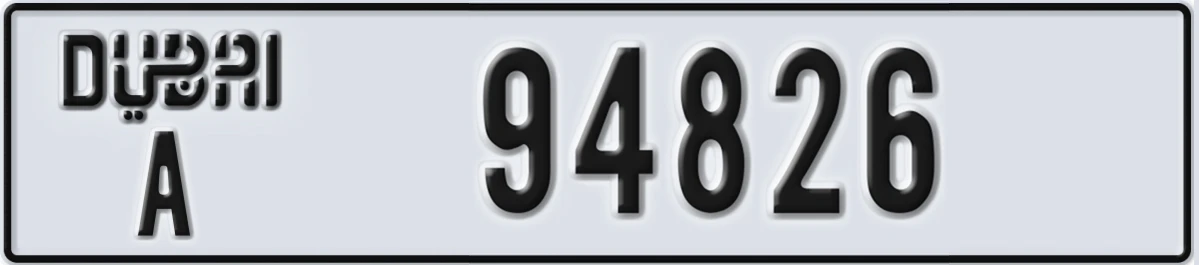 UAE License Plate Dubai A 94826