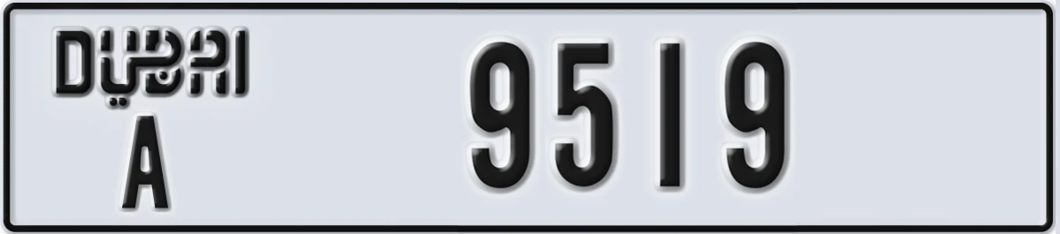 UAE License Plate Dubai A 9519
