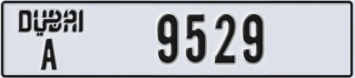UAE License Plate Dubai A 9529