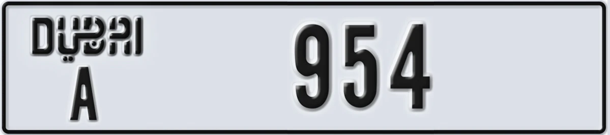 UAE License Plate Dubai A 954