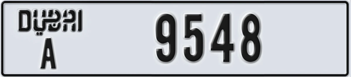 UAE License Plate Dubai A 9548