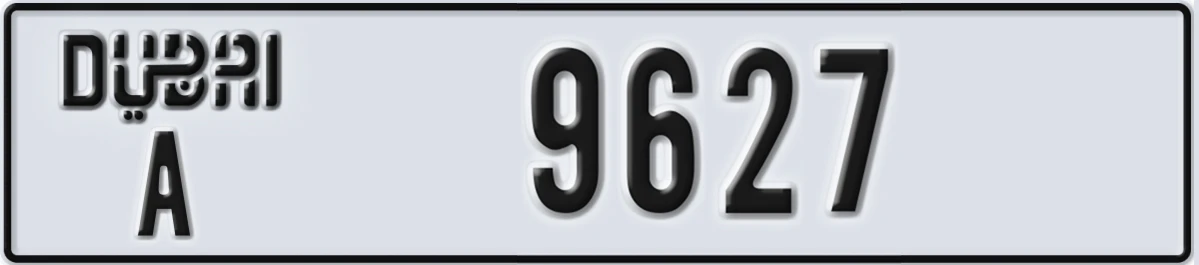 UAE License Plate Dubai A 9627
