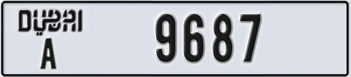UAE License Plate Dubai A 9687