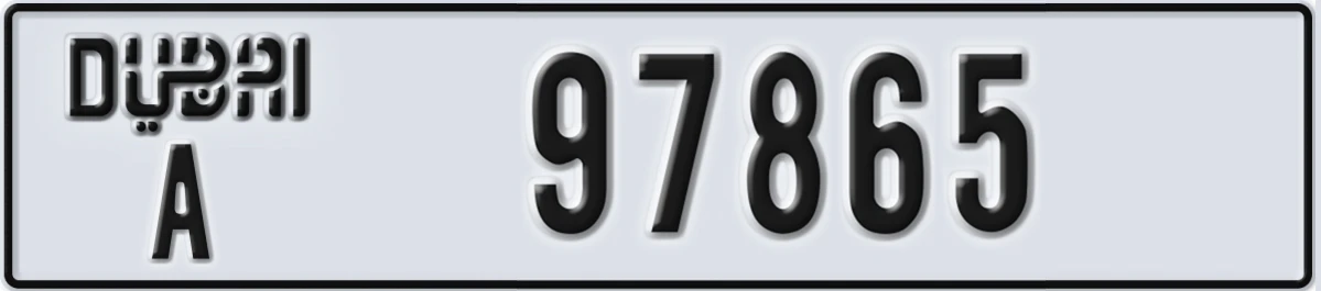 UAE License Plate Dubai A 97865