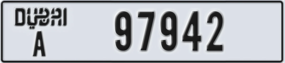 UAE License Plate Dubai A 97942