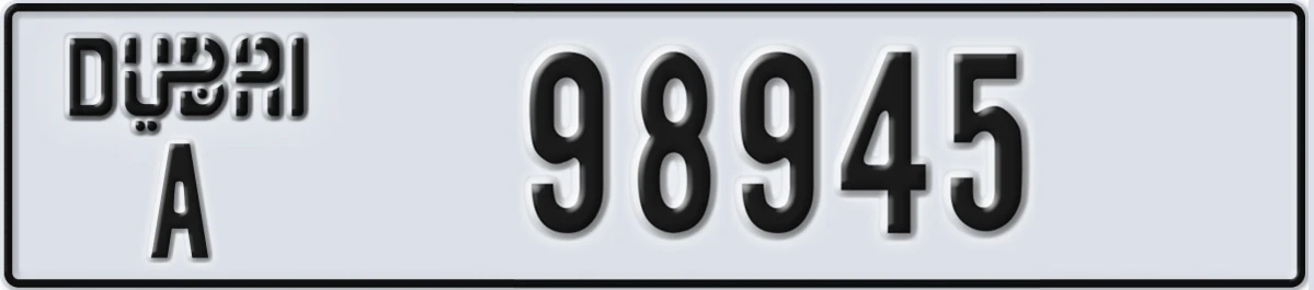 UAE License Plate Dubai A 98945