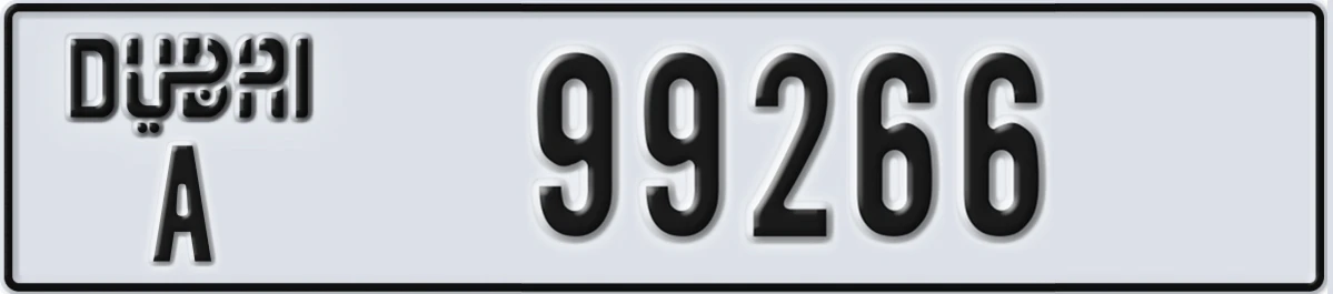 UAE License Plate Dubai A 99266