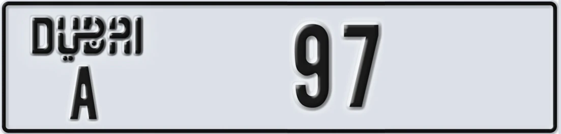 UAE License Plate Dubai A 9X7