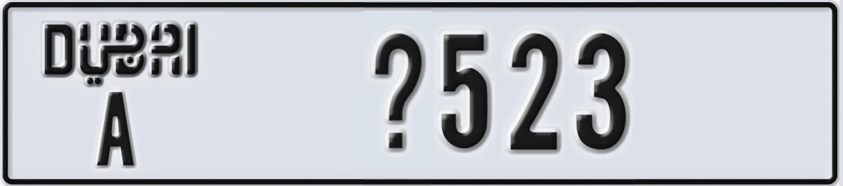 UAE License Plate Dubai A X523