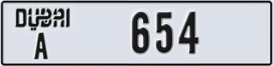 UAE License Plate Dubai A X654