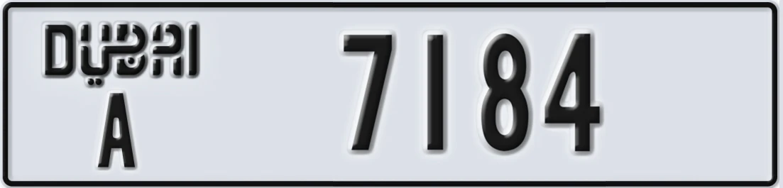 UAE License Plate Dubai A X7184