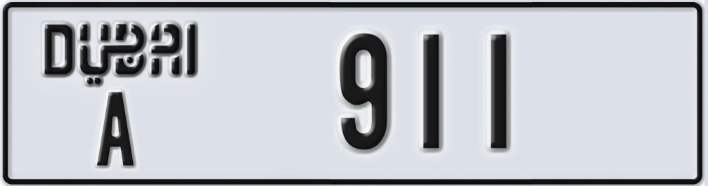 UAE License Plate Dubai A XY911