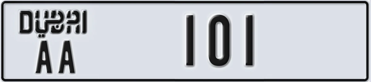UAE License Plate Dubai AA 101