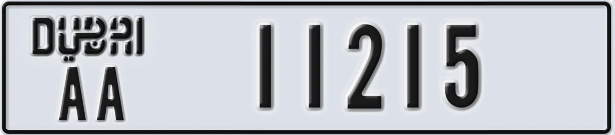 UAE License Plate Dubai AA 11215