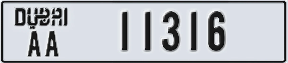 UAE License Plate Dubai AA 11316