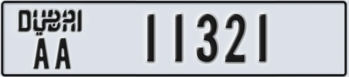 UAE License Plate Dubai AA 11321