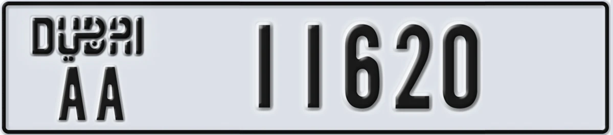 UAE License Plate Dubai AA 11620
