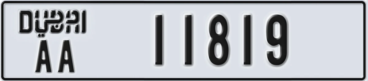 UAE License Plate Dubai AA 11819
