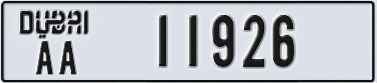 UAE License Plate Dubai AA 11926