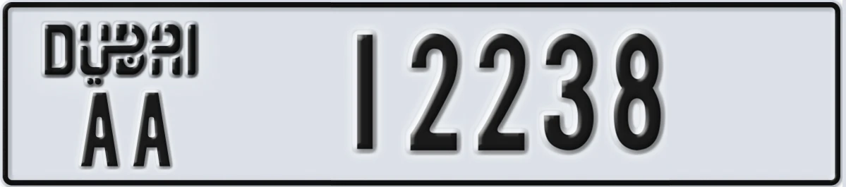 UAE License Plate Dubai AA 12238