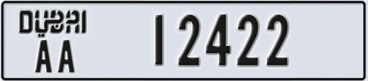 UAE License Plate Dubai AA 12422