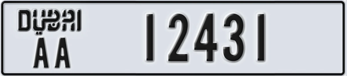 UAE License Plate Dubai AA 12431