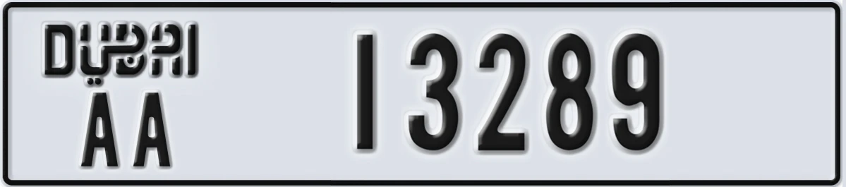 UAE License Plate Dubai AA 13289