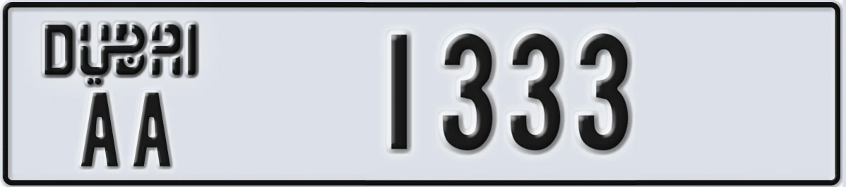 UAE License Plate Dubai AA 1333