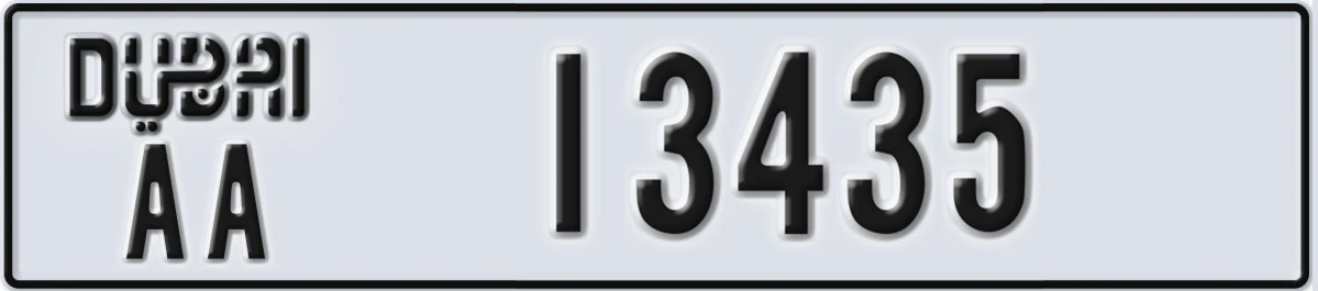 UAE License Plate Dubai AA 13435