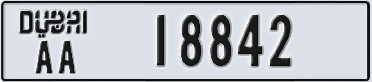 UAE License Plate Dubai AA 18842