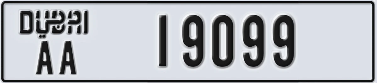 UAE License Plate Dubai AA 19099
