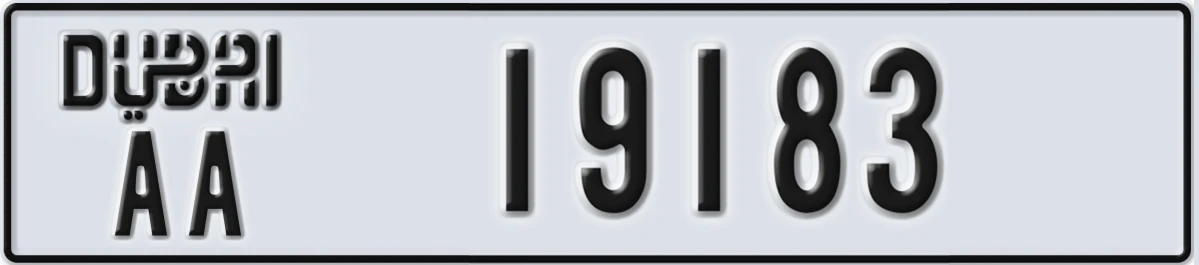 UAE License Plate Dubai AA 19183