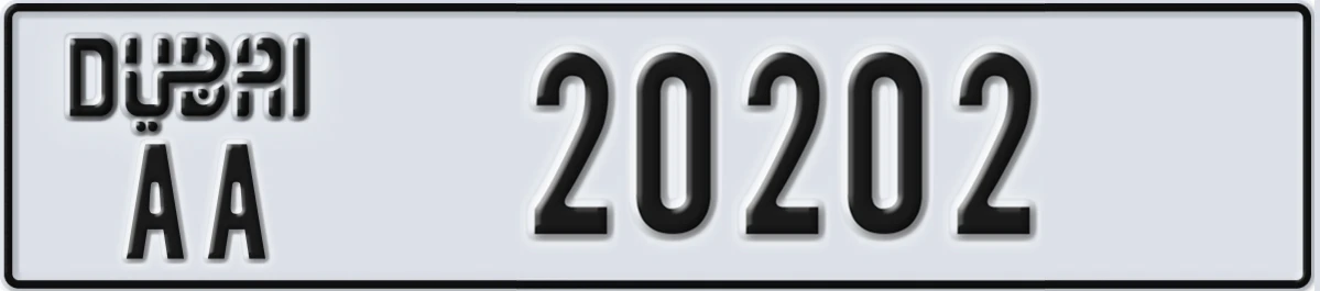 UAE License Plate Dubai AA 20202