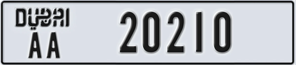 UAE License Plate Dubai AA 20210