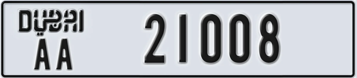 UAE License Plate Dubai AA 21008